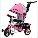 Велосипед детский трёхколесный TRIKE CITY 2016 (надувные колеса 12'' И 10'' ) розовый 5182А - фото
