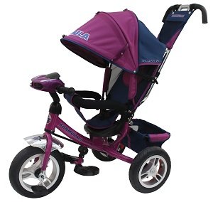 Велосипед детский трехколесный FORMULA 3 FA3V New TRIKE фиолетовый надувные колеса 12 и 10 дюймов, фарой - фото