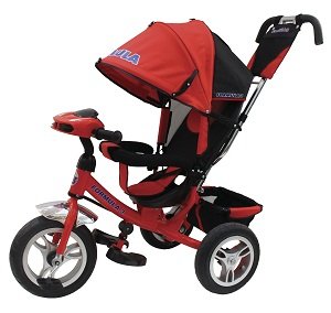 Велосипед детский трехколесный FORMULA 3 FA3R New TRIKE красный надувные колеса 12 и 10 дюймов, фарой - фото