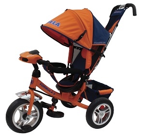 Велосипед детский трехколесный FORMULA 3 FA3O New TRIKE оранжевый надувные колеса 12 и 10 дюймов, фарой - фото