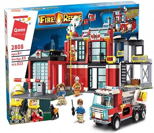 Конструктор Qman   Пожарный участок,  523  деталей, арт.,2808, аналог Lego - фото