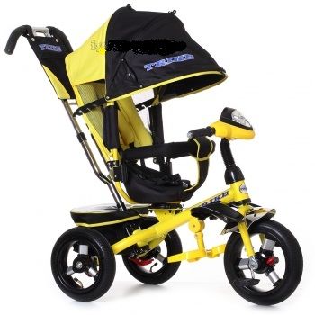 Детский трехколесный велосипед LEXUS TRIKE TL2Y жёлтый, надувные колеса 12 и 10, фара, звук, поворотники - фото