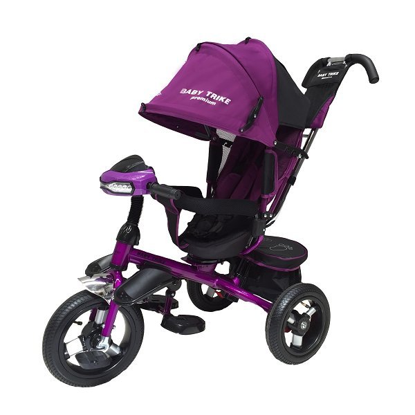 Детский трехколесный велосипед Lexus Trike TL4V Premium фиолетовый с надувными колёсами,ФАРОЙ, поворотным сиденьем - фото