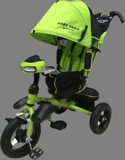 Детский трехколёсный велосипед Lexus Trike TL4Gr Premium зелёный с надувными колёсами,ФАРОЙ, поворотным сиденьем - фото