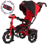 Детский трёхколёсный велосипед Trike Super Formula SFA3 красный с сидением вращающемся на 180 град, ПВХ колеса 10 и 8, регулируемая спинка, капюшон