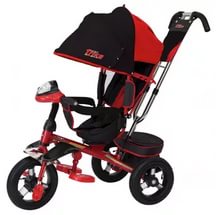Детский трехколесный велосипед LEXUS TRIKE TL2Y красный, надувные колеса 12 и 10, фара, звук, поворотники - фото