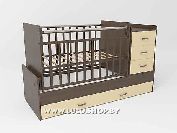 Детская кроватка-трансформер  СКВ-5 маятник + ящик арт.534038-9, цвет венге - бежевый