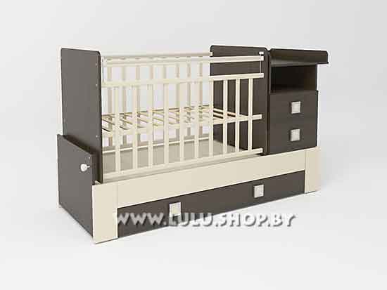 Детская кроватка-трансформер СКВ-8 маятник арт.830038-9, цвет венге - бежевый - фото