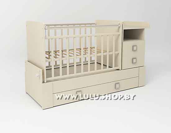 Детская кроватка-трансформер СКВ-8 маятник арт.830039, цвет бежевый - фото