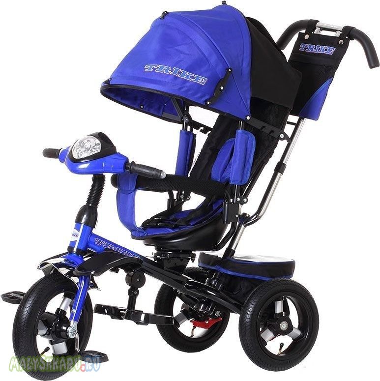 Детский трехколесный велосипед LEXUS TRIKE TL2Y синий, надувные колеса 12 и 10, фара, звук, поворотники