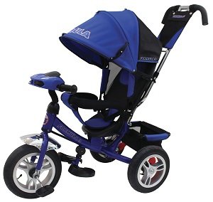 Велосипед детский трехколесный FORMULA 3 FA3B New TRIKE синий надувные колеса 12 и 10 дюймов, фарой