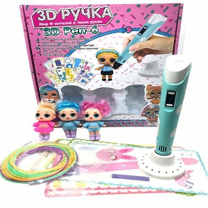 3D  ручка 3D Pen-6 c LCD дисплеем,  с трафаретами и куклами lol 