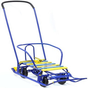Санки Ника Тимка 5 универсал выдвижные колеса синие - фото
