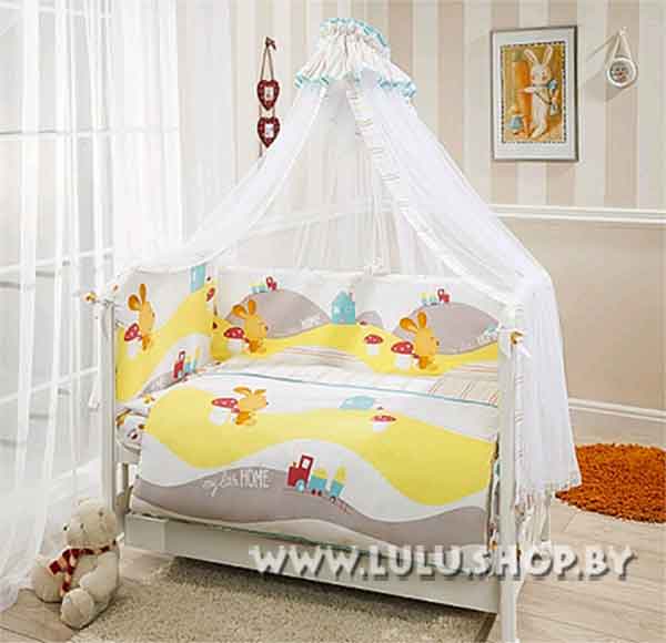 Комплект постельного белья для детской кроватки Регина Кроха - 7 предметов, выбор расцветок - фото