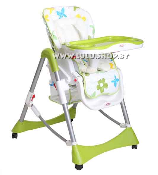 Детский стульчик для кормления с корзиной S-LINE Polly - зеленый